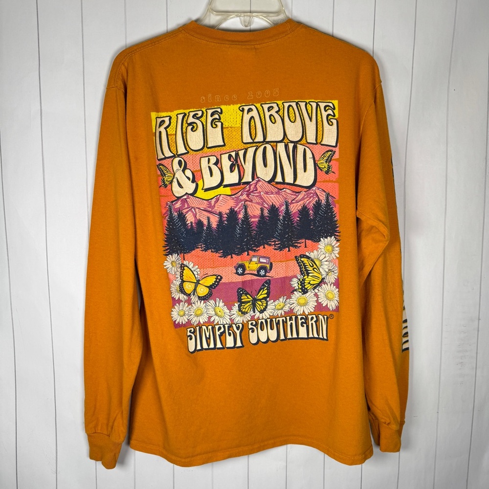 Simply Southern Rise Above Jeep Graphic Tee‎ Long Sleeve Country T-shirt *Small*